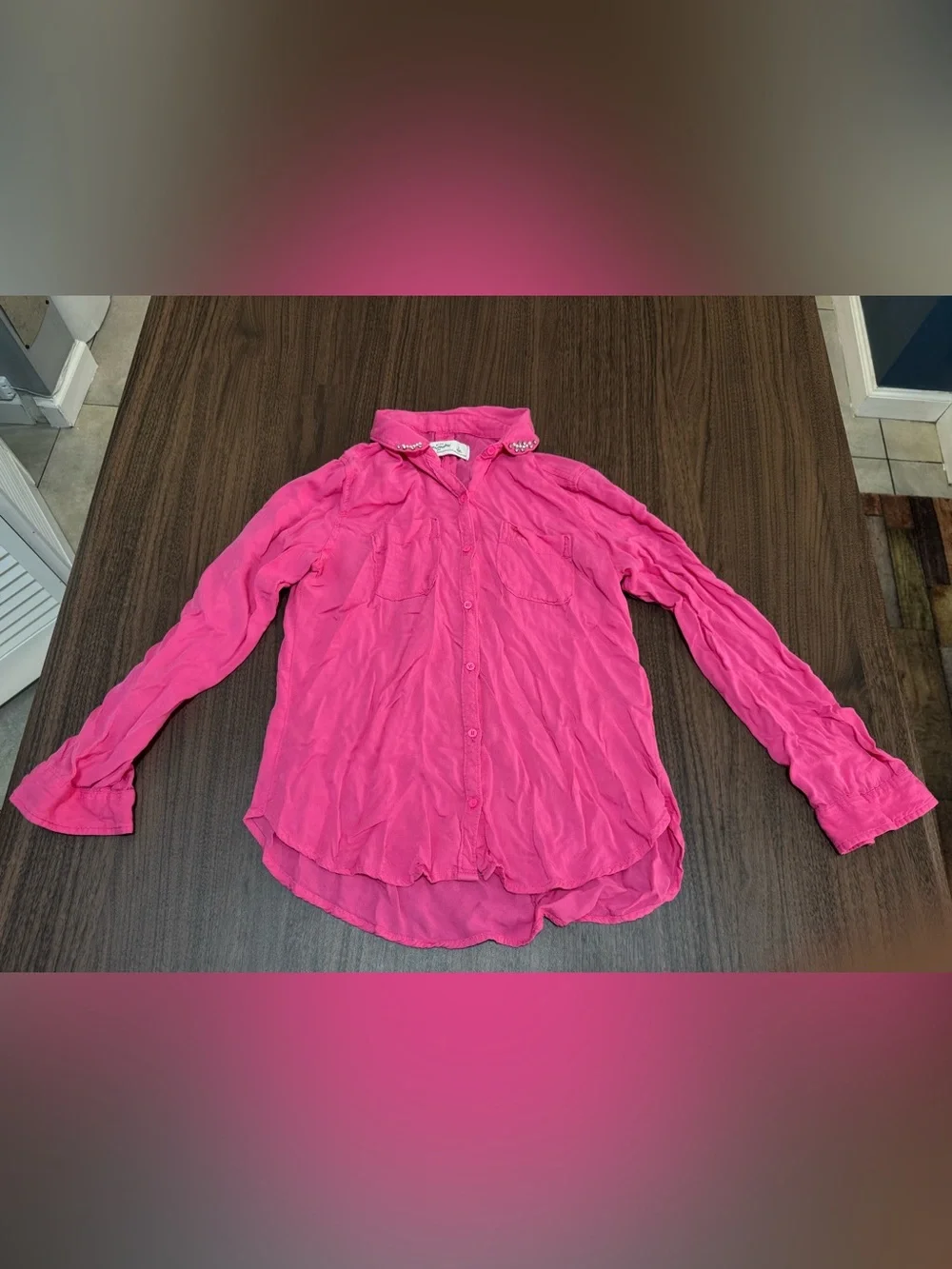 Abercrombie & Fitch Girls' Long-Sleeve Button-Down Shirt - Bright Pink